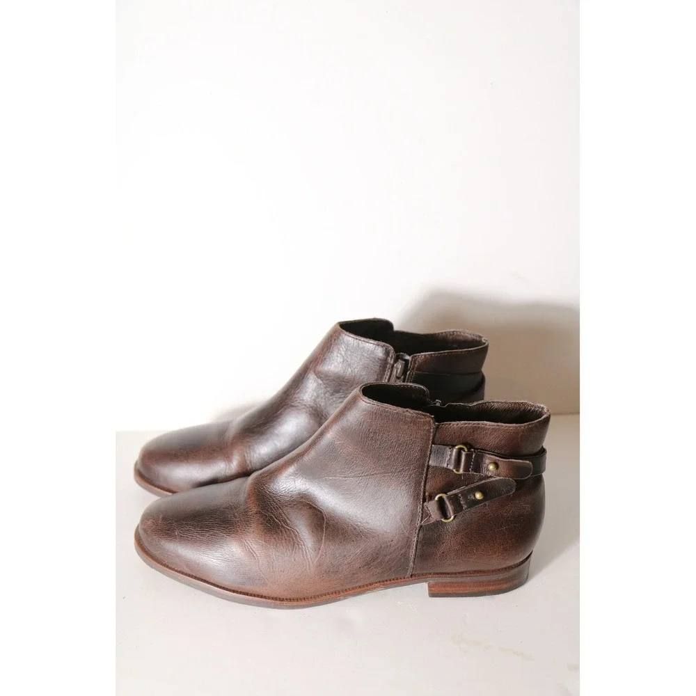 J Jill Melodie Double Wrap Brown Leather Ankle Bootie Womens 11 Boho Antique